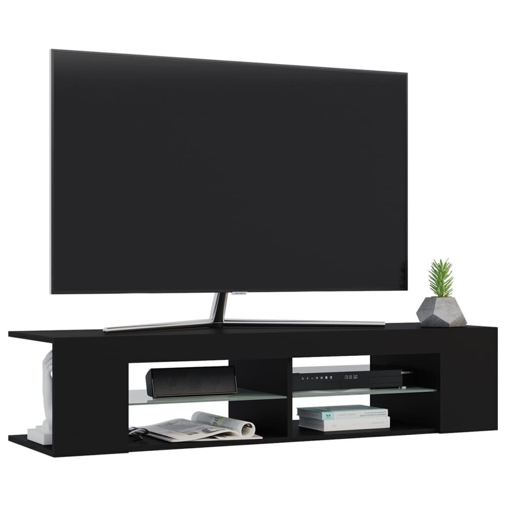 vidaXL TV plaukts ar LED lampiņām, 135x39x30 cm, melns cena un informācija | TV galdiņi | 220.lv
