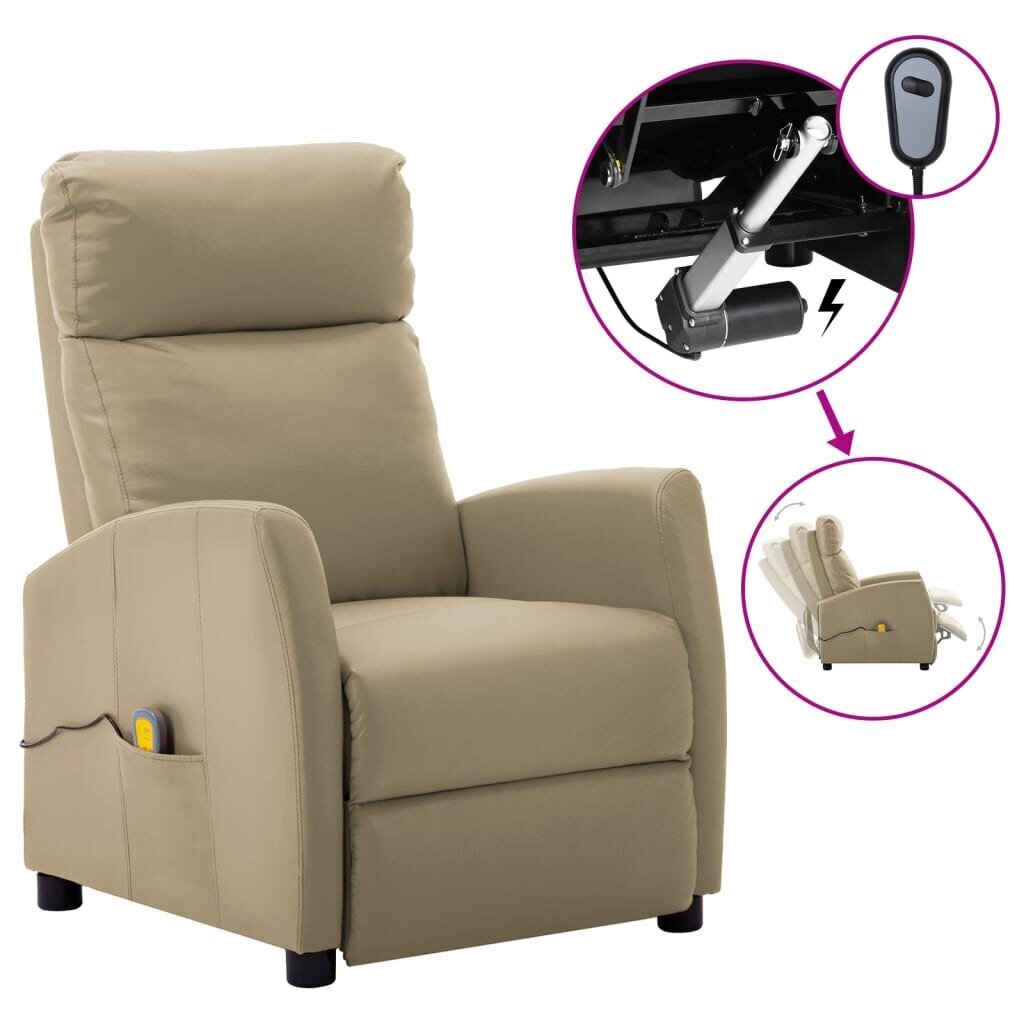 vidaXL elektrisks masāžas krēsls, kapučīno krāsas mākslīgā āda cena un informācija | Atpūtas krēsli | 220.lv