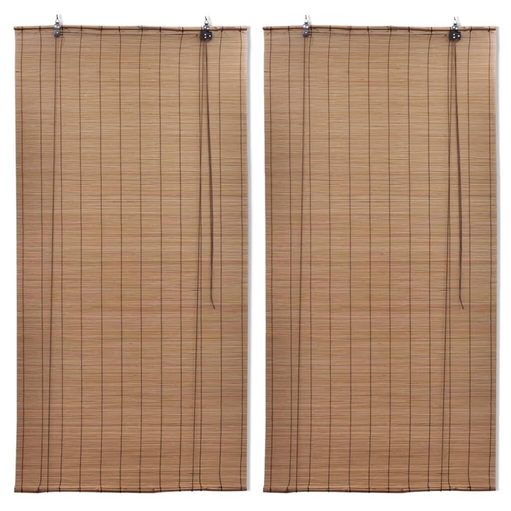 vidaXL ruļļu žalūzijas, 2 gab., brūns bambuss, 100x160 cm цена и информация | Žalūzijas | 220.lv