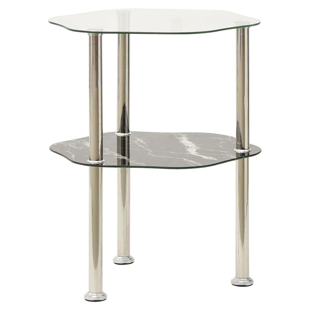 vidaXL 2 līmeņu galdiņš, 38x38x50cm, caurspīdīgs, melns, rūdīts stikls cena un informācija | Žurnālgaldiņi | 220.lv