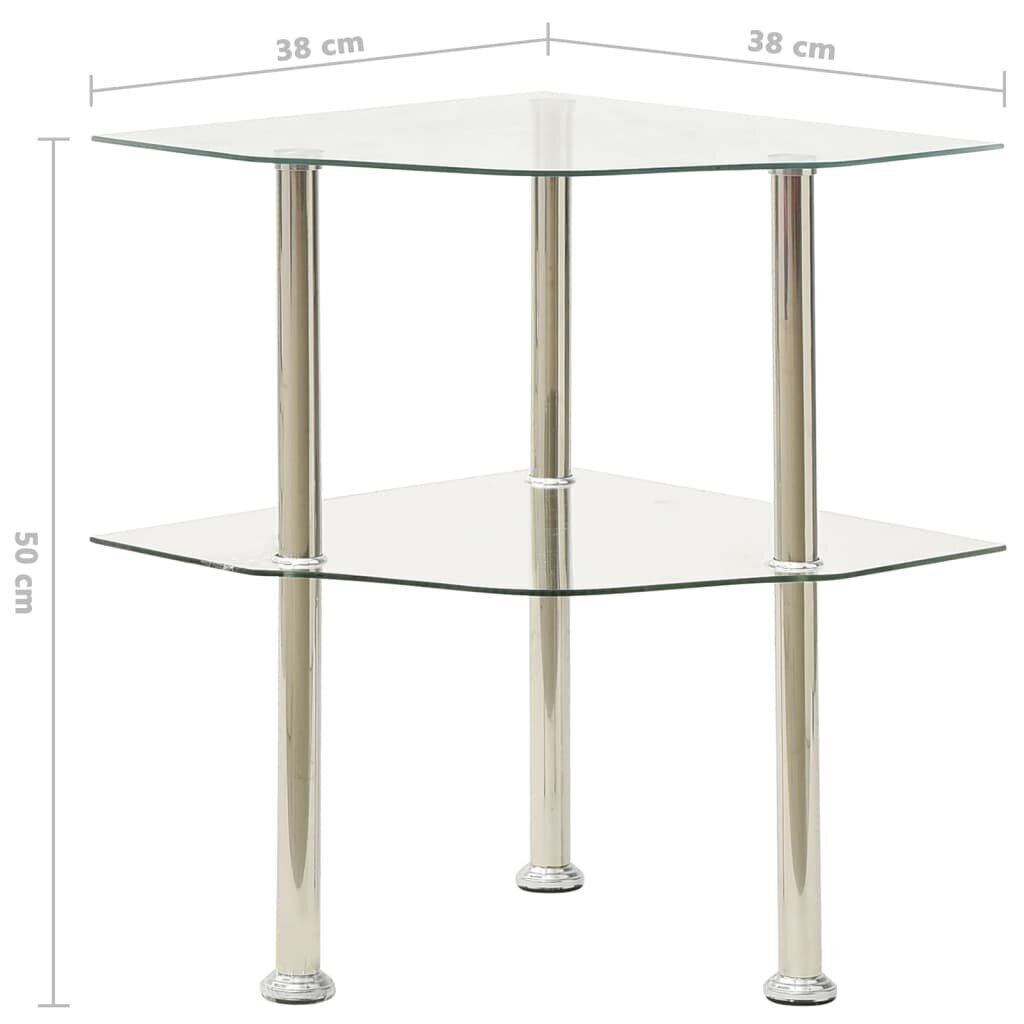 vidaXL 2 līmeņu galdiņš, 38x38x50 cm, caurspīdīgs, rūdīts stikls cena un informācija | Žurnālgaldiņi | 220.lv