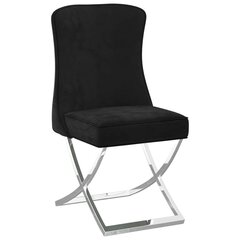 vidaXL virtuves krēsls, melns, 53x52x98 cm, samts, nerūsējošs tērauds cena un informācija | Virtuves un ēdamistabas krēsli | 220.lv