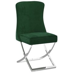 vidaXL virtuves krēsls, tumši zaļš, 53x52x98 cm, samts, tērauds cena un informācija | Virtuves un ēdamistabas krēsli | 220.lv