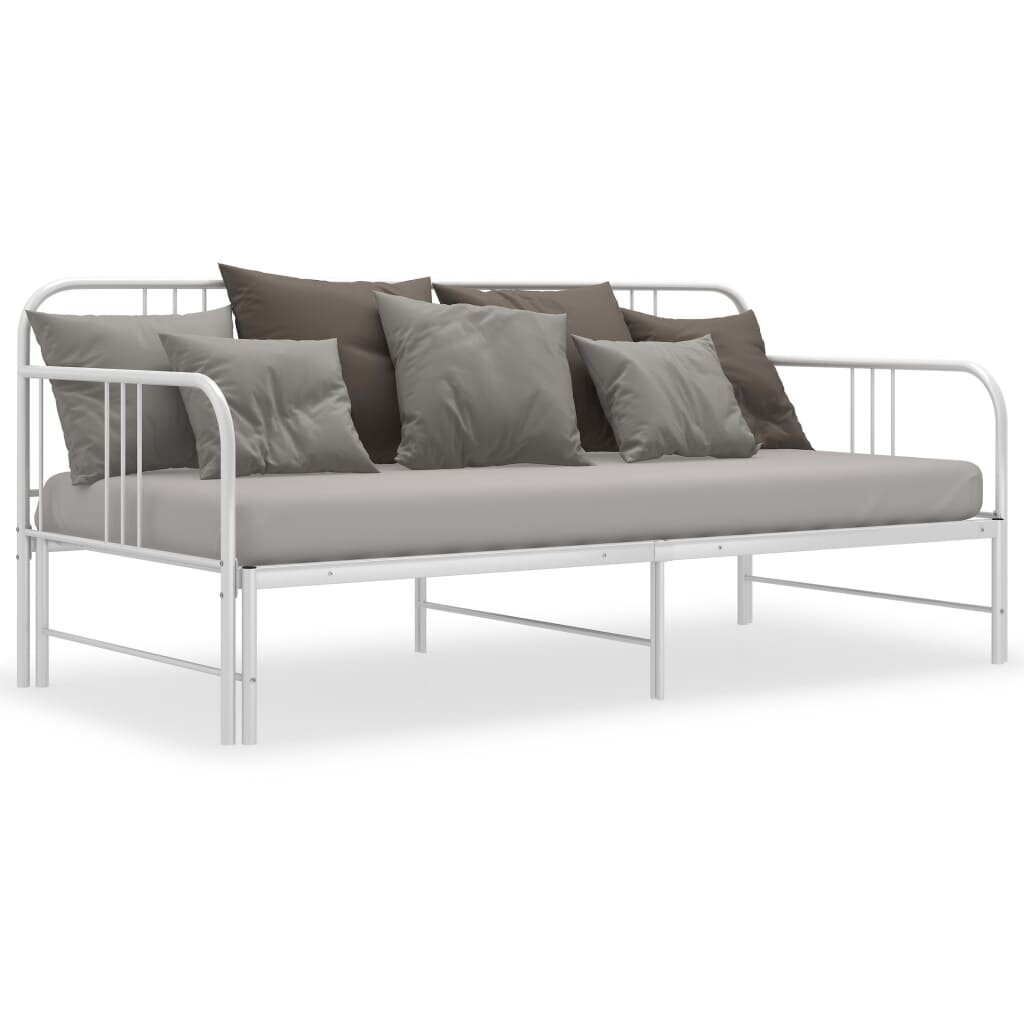 vidaXL izvelkams dīvāna rāmis, balts, metāls, 90x200 cm цена и информация | Gultas | 220.lv