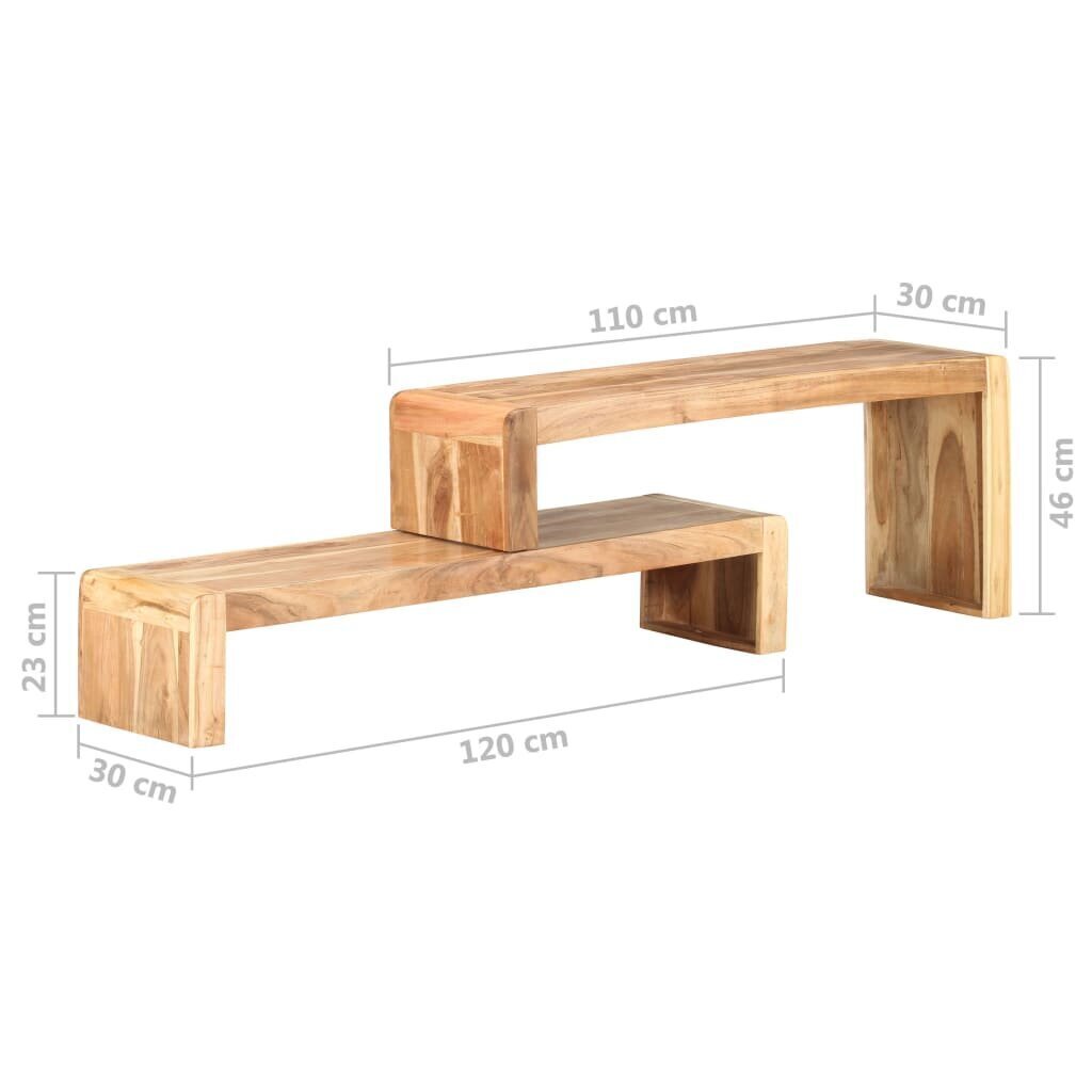 vidaXL 2-daļīgs TV skapītis, akācijas masīvkoks cena un informācija | TV galdiņi | 220.lv