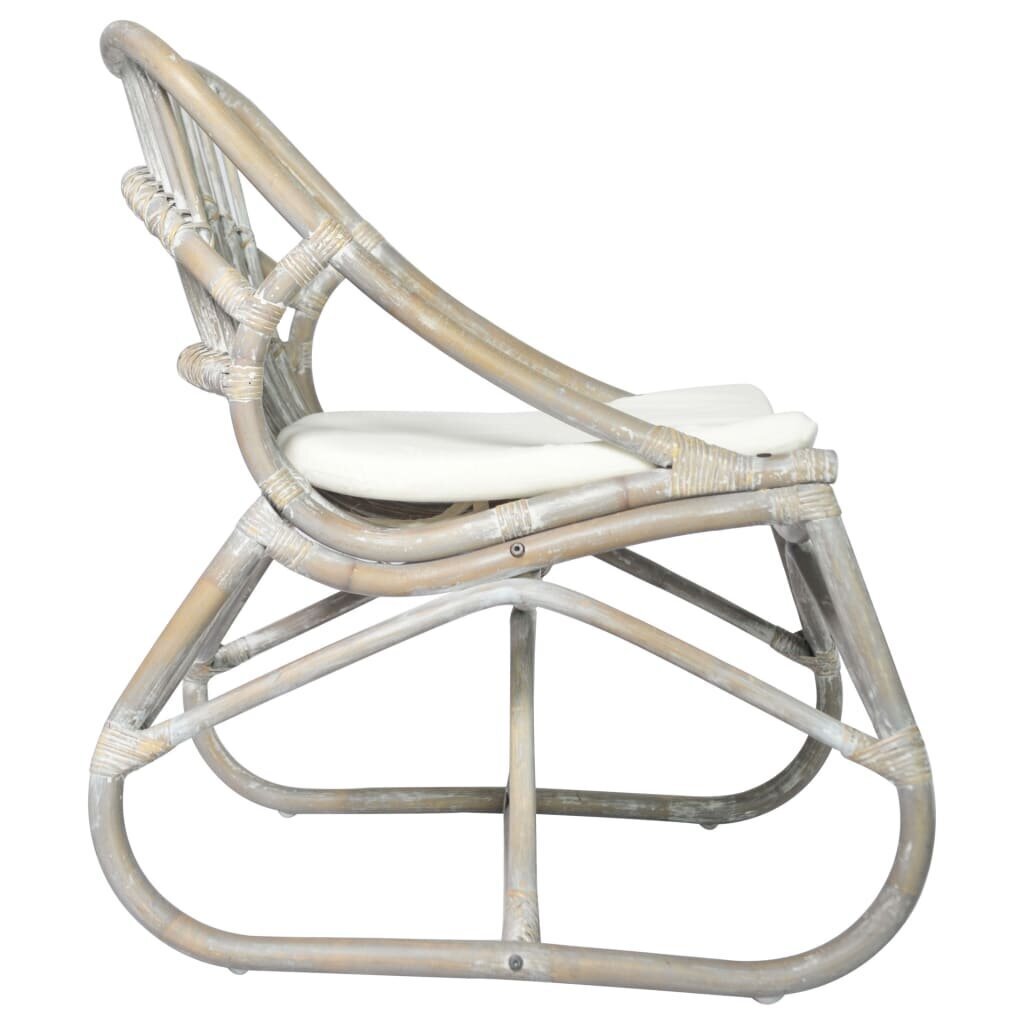 vidaXL rotangpalmas krēsls, pelēks, lins cena un informācija | Atpūtas krēsli | 220.lv