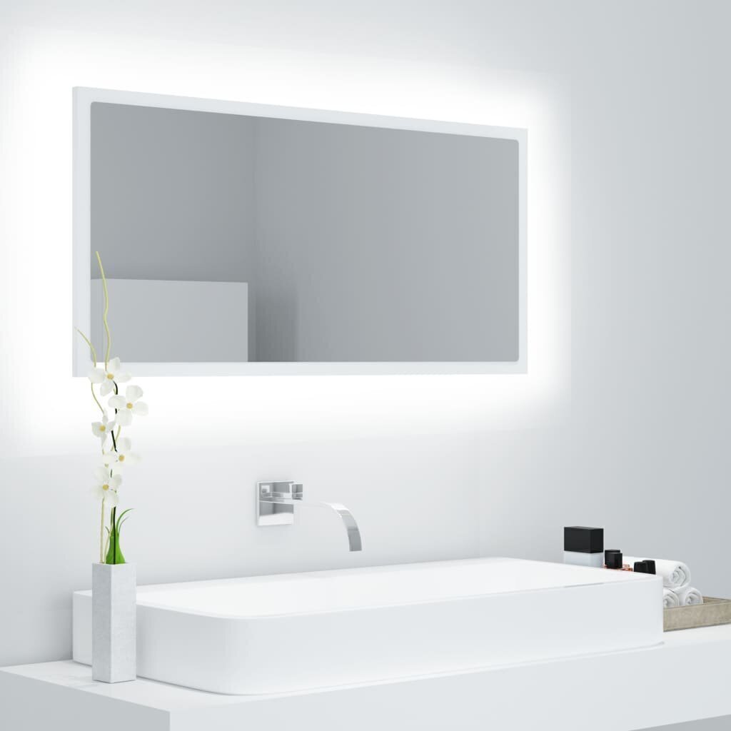 Spogulis vidaXL LED 90, balts cena un informācija | Vannas istabas spoguļi | 220.lv