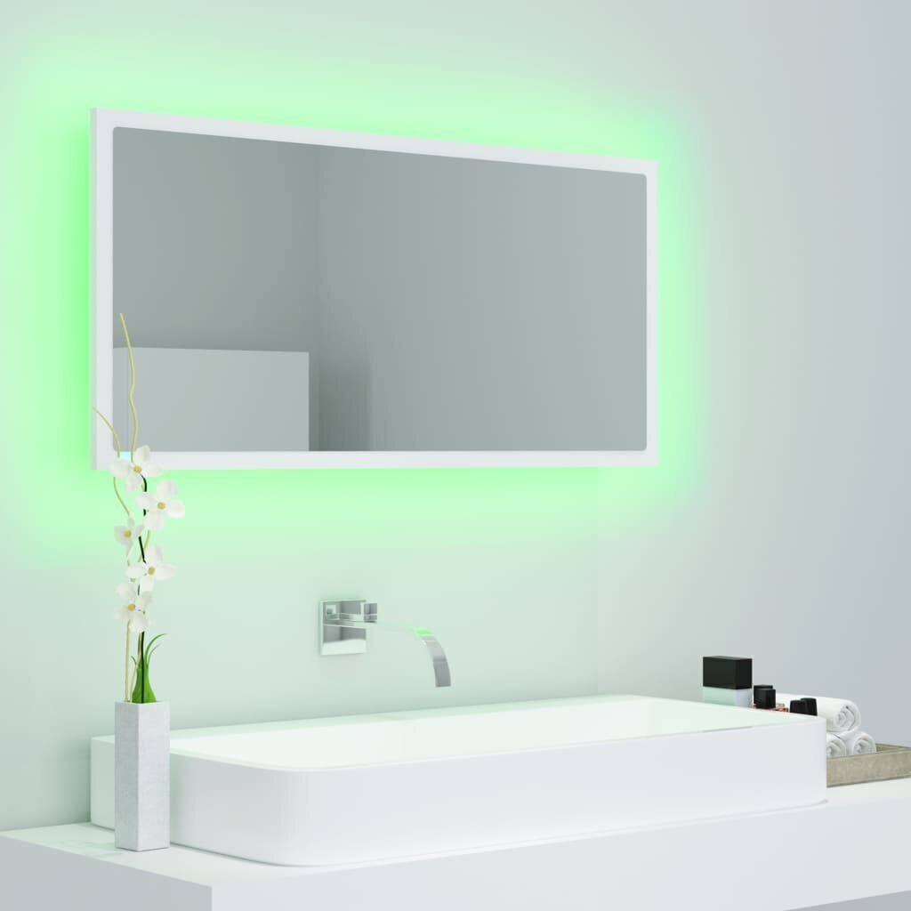 Spogulis vidaXL LED 90, balts cena un informācija | Vannas istabas spoguļi | 220.lv