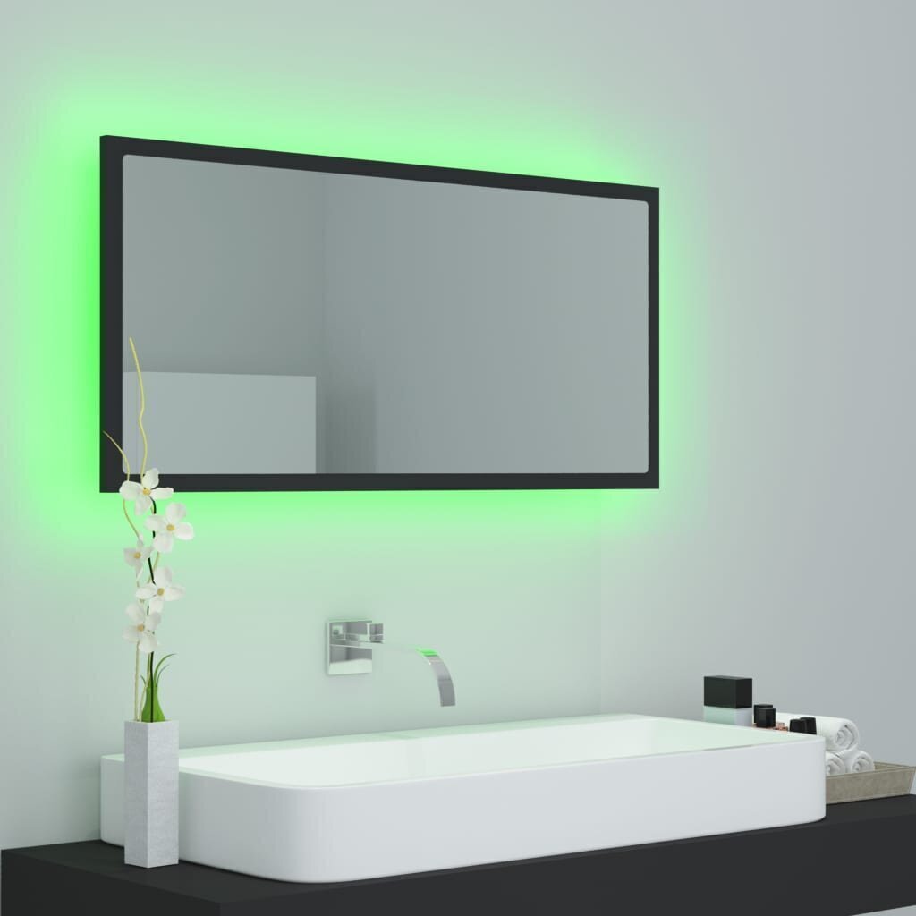 Spogulis vidaXL LED 90, pelēks цена и информация | Vannas istabas spoguļi | 220.lv