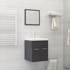 vidaXL vannasistabas mēbeļu komplekts, spīdīgi pelēks, skaidu plāksne cena un informācija | Vannas istabas mēbeļu komplekti | 220.lv