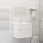 vidaXL vannasistabas mēbeļu komplekts, balts, skaidu plāksne цена и информация | Vannas istabas mēbeļu komplekti | 220.lv