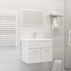 vidaXL vannasistabas mēbeļu komplekts, spīdīgi balts, skaidu plāksne цена и информация | Комплекты в ванную | 220.lv