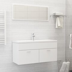 vidaXL vannasistabas mēbeļu komplekts, balts, skaidu plāksne cena un informācija | Vannas istabas mēbeļu komplekti | 220.lv