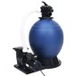 vidaXL smilšu filtrs ar 7 pozīciju vārstu, 1000 W sūknis, zils, melns цена и информация | Baseina filtri | 220.lv