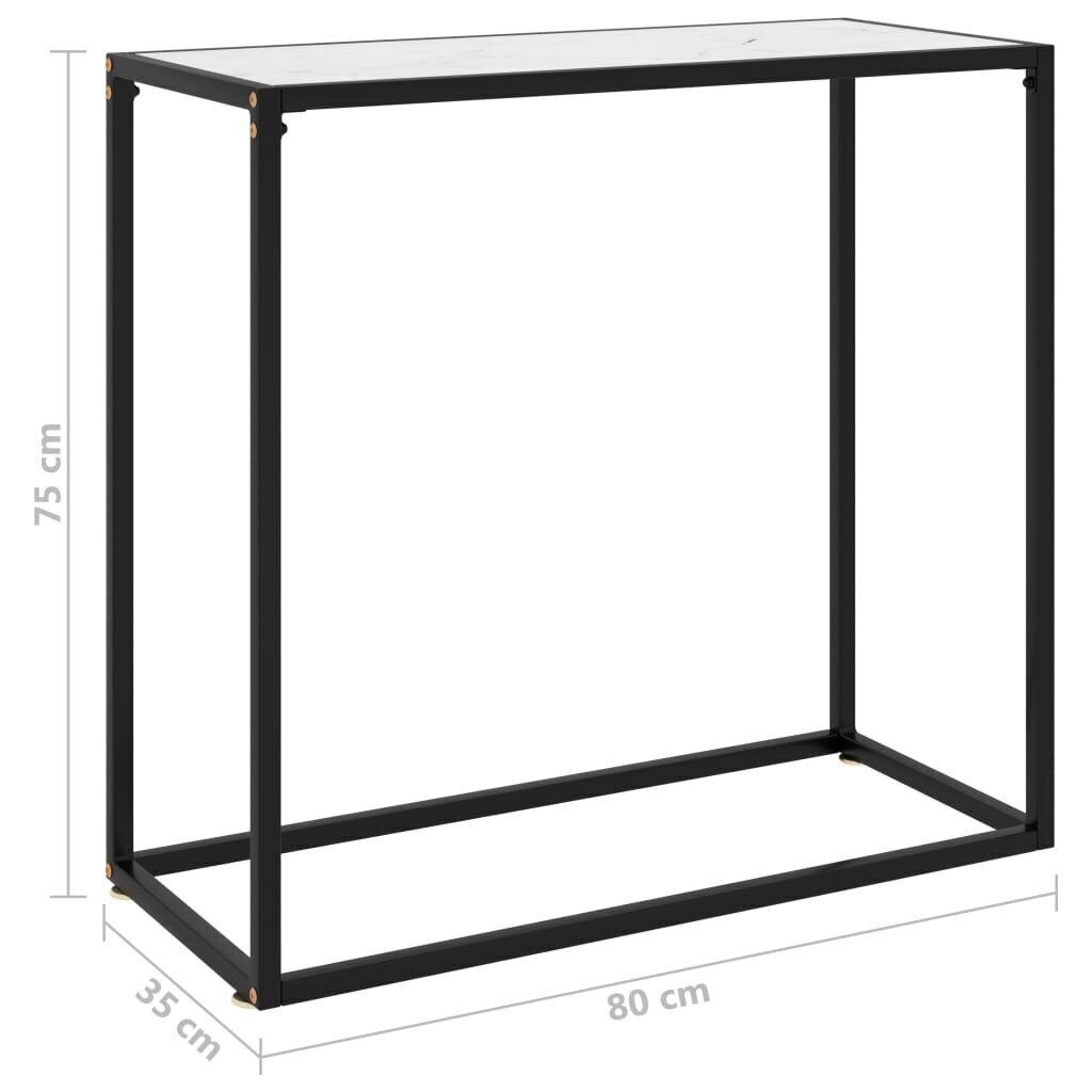 vidaXL konsoles galdiņš, balts, 80x35x75 cm, rūdīts stikls cena un informācija | Žurnālgaldiņi | 220.lv