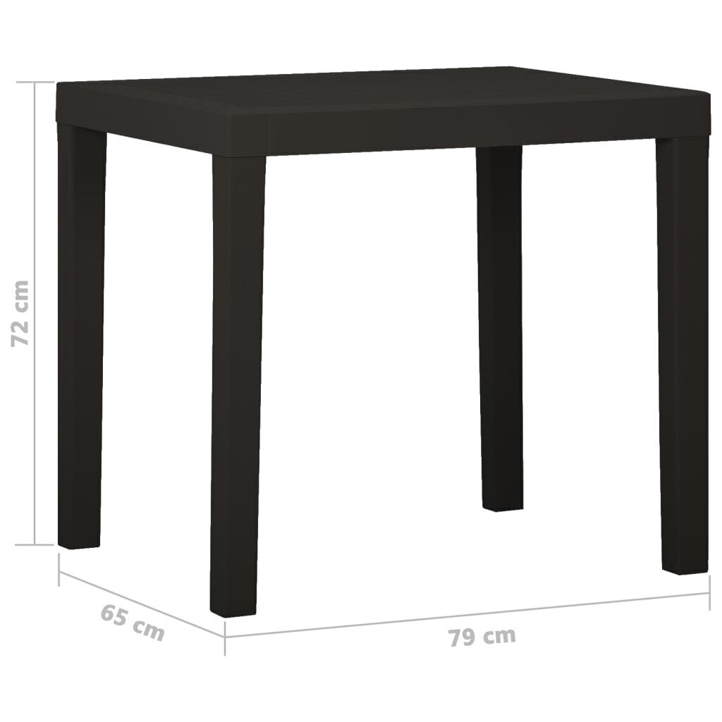 vidaXL dārza galds, antracītpelēks, 79x65x72 cm, plastmasa cena un informācija | Dārza galdi | 220.lv