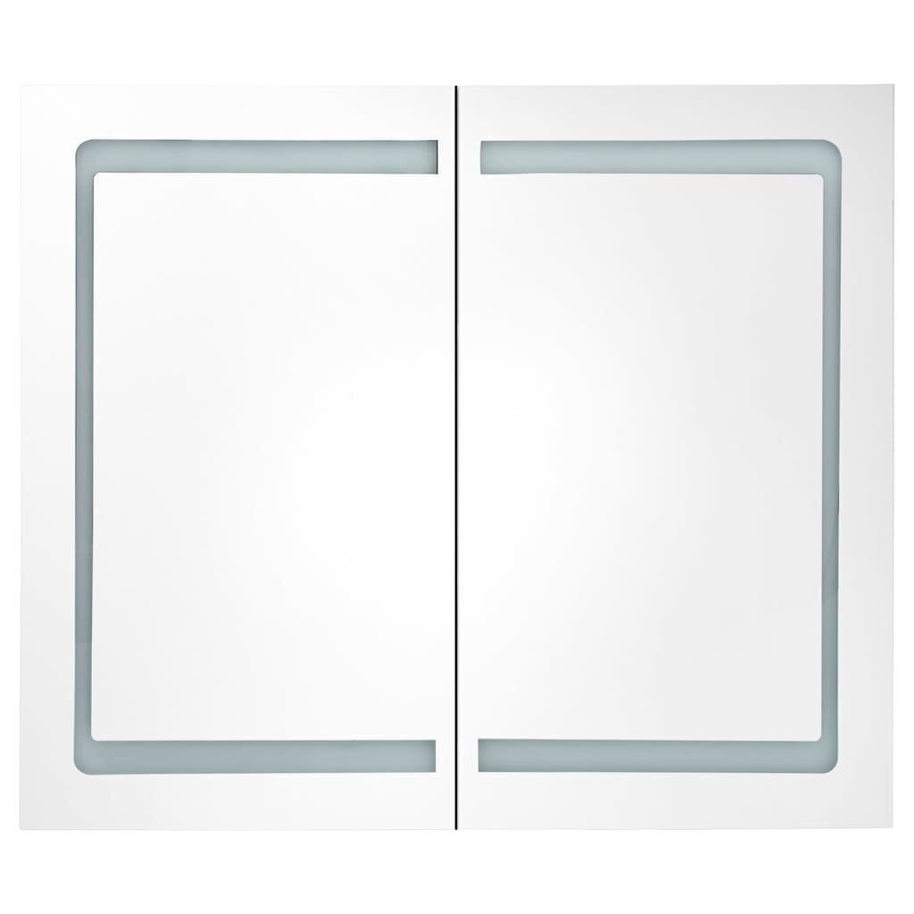 vidaXL vannasistabas skapītis ar spoguli un LED, 80x12x68 cm, ozolkoka цена и информация | Vannas istabas skapīši | 220.lv
