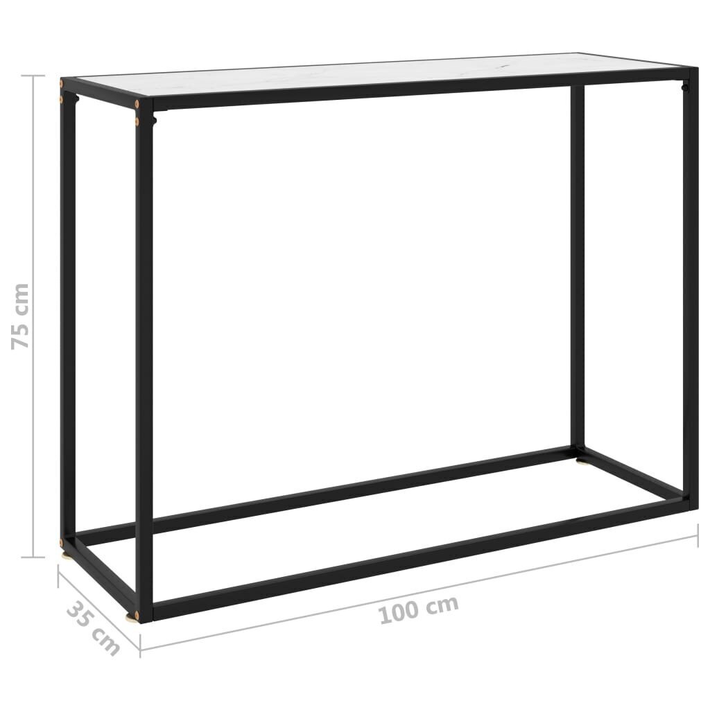 vidaXL konsoles galdiņš, balts, 100x35x75 cm, rūdīts stikls цена и информация | Žurnālgaldiņi | 220.lv