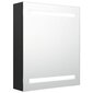 vidaXL vannasistabas skapītis ar spoguli un LED, melns, 50x14x60 cm cena un informācija | Vannas istabas skapīši | 220.lv