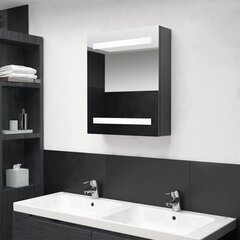 vidaXL vannasistabas skapītis ar spoguli un LED, pelēks, 50x14x60 cm цена и информация | Шкафчики для ванной | 220.lv