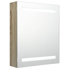vidaXL vannasistabas skapītis ar spoguli un LED, ozolkoka, 50x14x60 cm cena un informācija | Vannas istabas skapīši | 220.lv