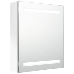 vidaXL vannasistabas skapītis ar spoguli un LED, balts, 50x14x60 cm цена и информация | Шкафчики для ванной | 220.lv