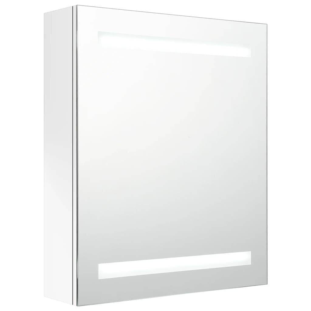 vidaXL vannasistabas skapītis ar spoguli un LED, balts, 50x14x60 cm цена и информация | Vannas istabas skapīši | 220.lv