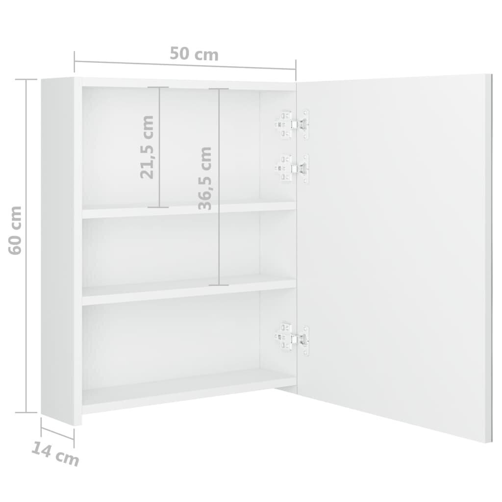 vidaXL vannasistabas skapītis ar spoguli un LED, balts, 50x14x60 cm cena un informācija | Vannas istabas skapīši | 220.lv