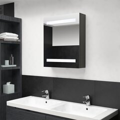 vidaXL vannasistabas skapītis ar spoguli un LED, pelēks, 50x14x60 cm цена и информация | Шкафчики для ванной | 220.lv