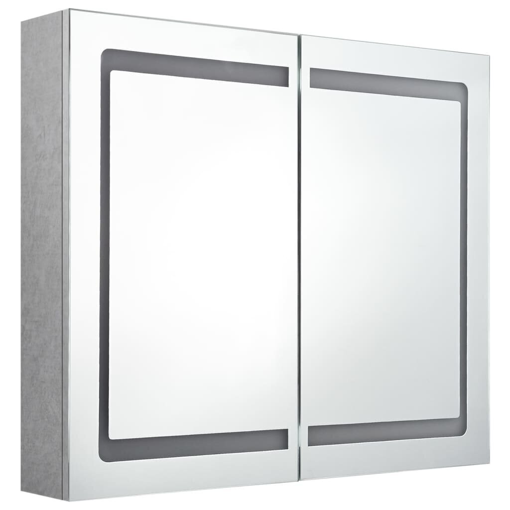 vidaXL vannasistabas skapītis ar spoguli un LED, 80x12x68 cm, pelēks cena un informācija | Vannas istabas skapīši | 220.lv