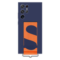 Silicone Cover with Strap for Samsung Galaxy S22 Ultra, Navy цена и информация | Чехлы для телефонов | 220.lv