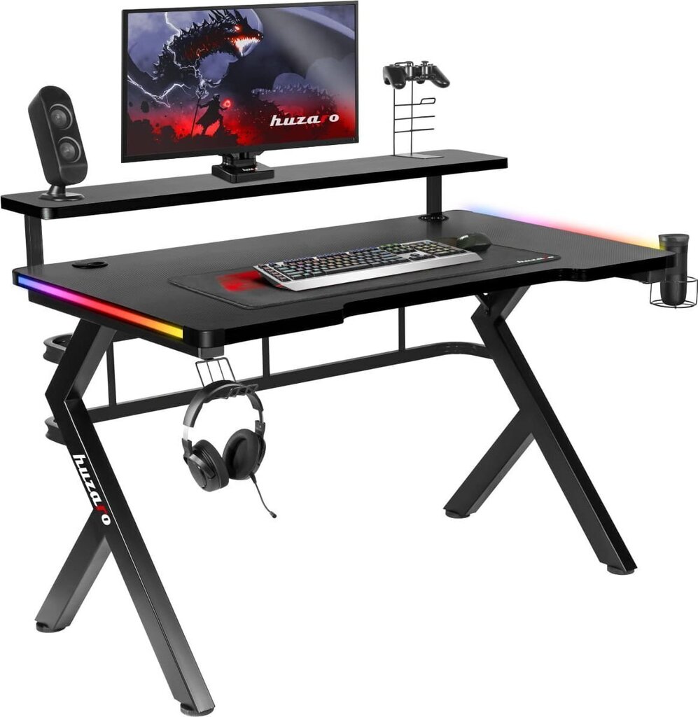HUZARO HERO 5.0 RGB spēļu galds цена и информация | Datorgaldi, rakstāmgaldi, biroja galdi | 220.lv