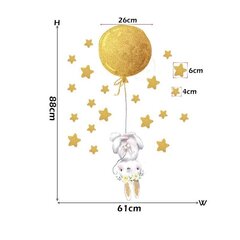 Детская наклейка на стену Зайчик с воздушным шариком и звездочками цена и информация | Декоративные наклейки | 220.lv