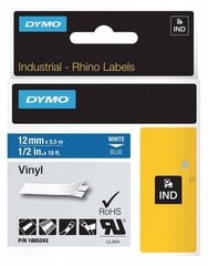 Виниловая лента Dymo Rhino 12 мм х 5,5 м/белый на синем (1805243) цена и информация | Аксессуары для принтера | 220.lv