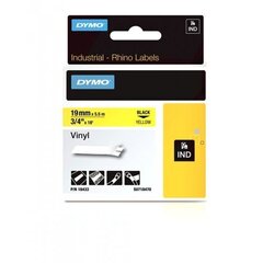 Vinila lente Dymo Rhino 19mm x 5,5m / melna uz dzeltena (18433) cena un informācija | Piederumi printerim | 220.lv