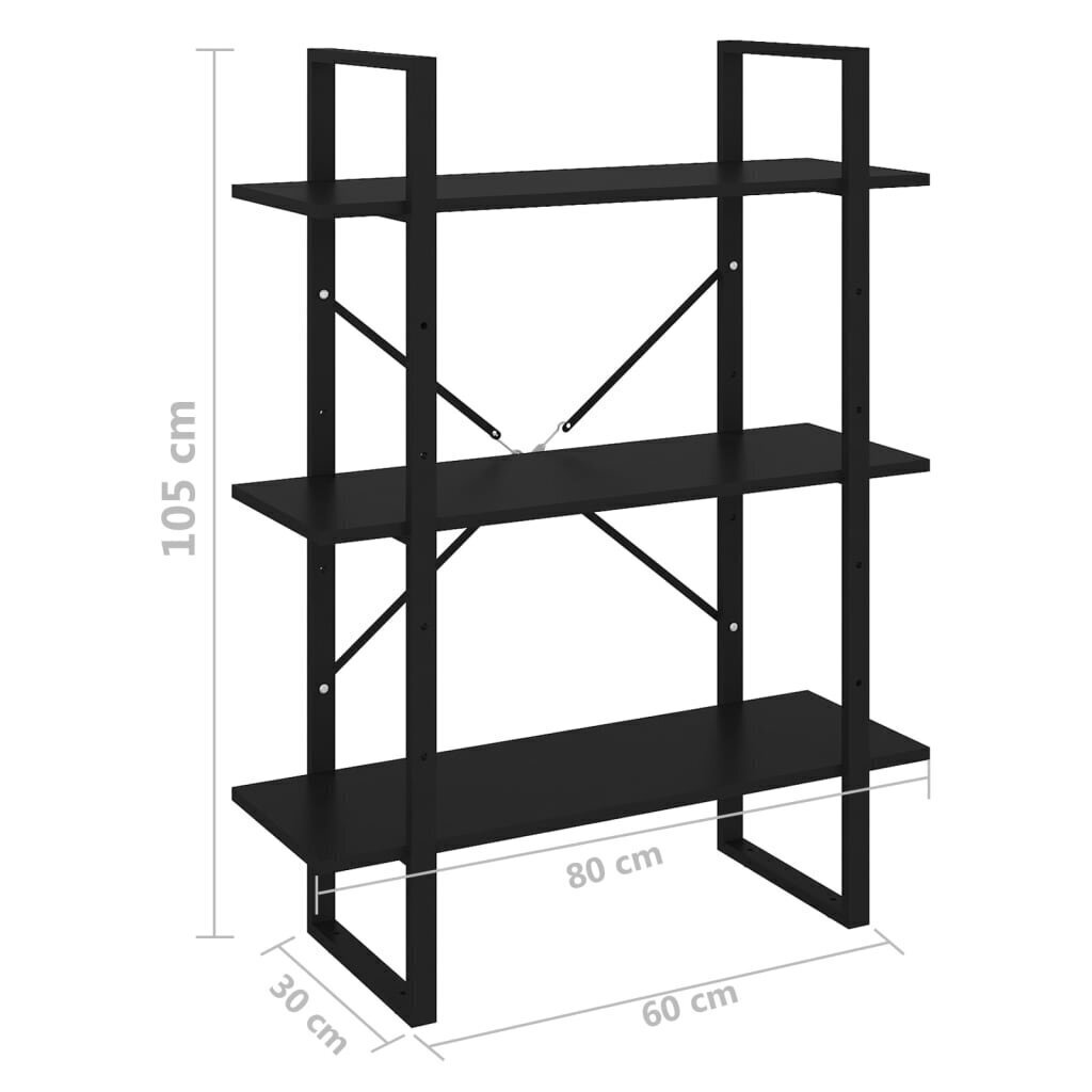 Grāmatu plaukts, 80x30x105 cm, melns цена и информация | Plaukti | 220.lv