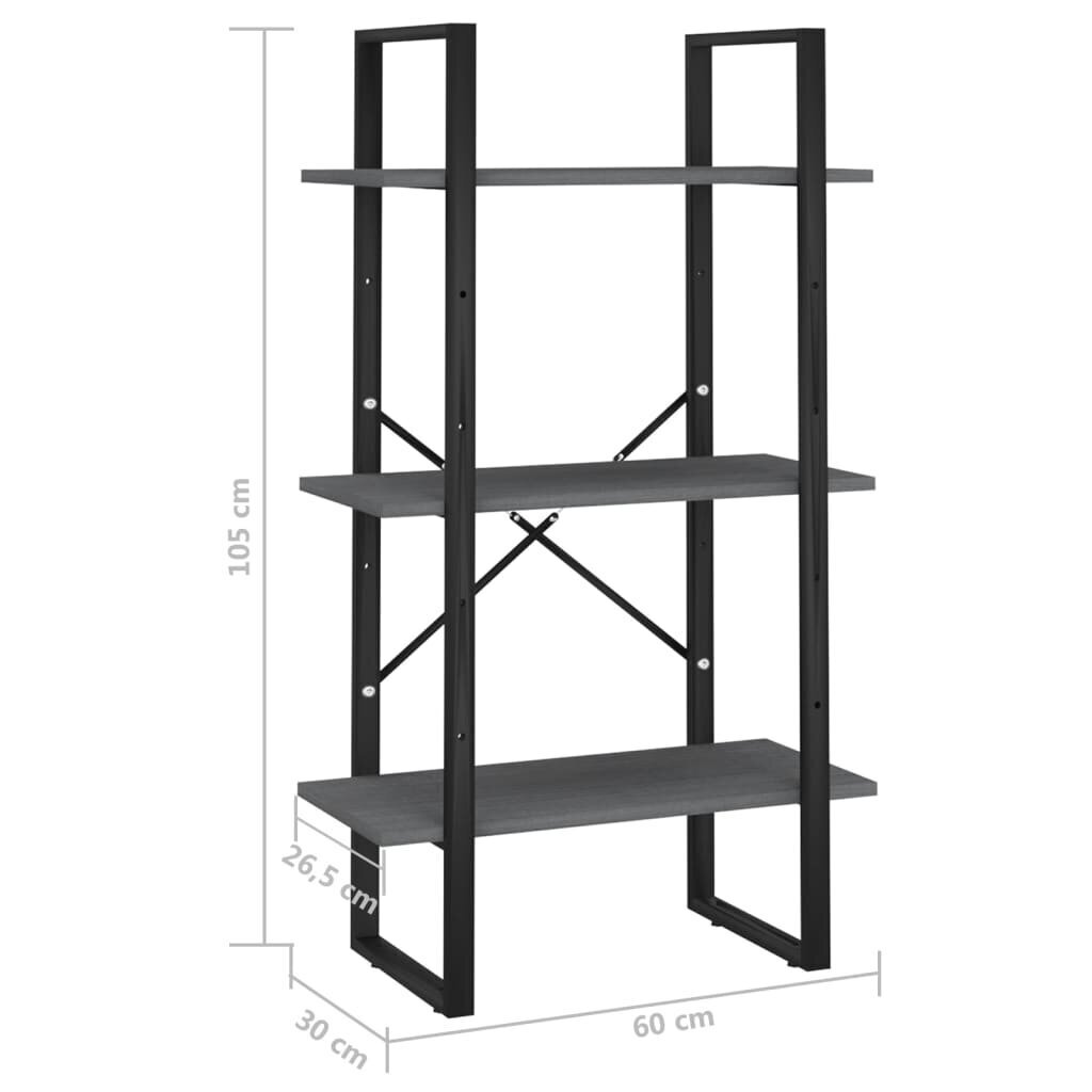 vidaXL plaukts, pelēks, 60x30x105 cm, priedes masīvkoks cena un informācija | Saimniecības plaukti | 220.lv