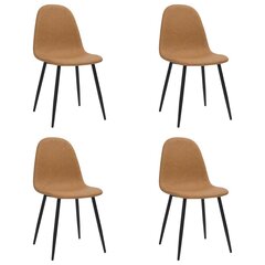 vidaXL virtuves krēsli, 4 gab., 45x54,5x87cm, gaiši brūna mākslīgā āda cena un informācija | Virtuves un ēdamistabas krēsli | 220.lv