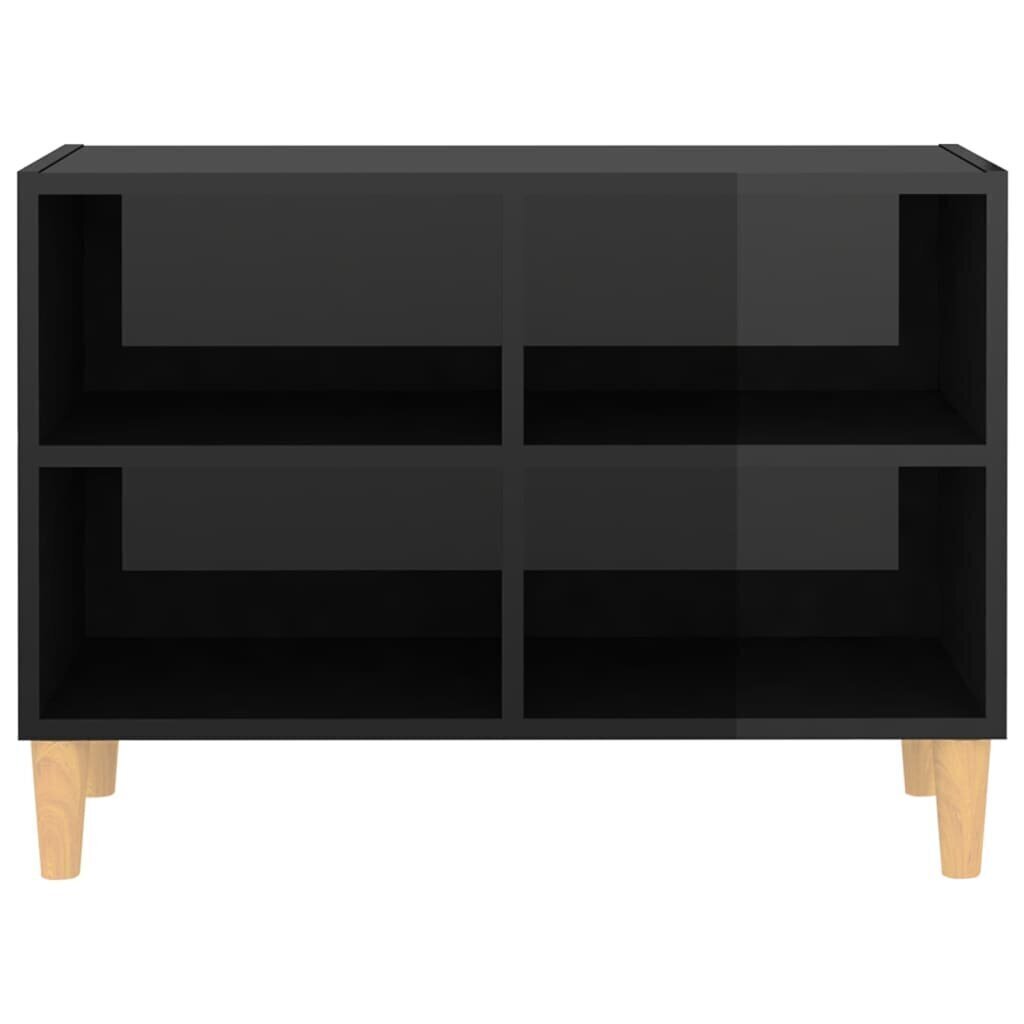 vidaXL TV skapītis ar koka kājām, spīdīgi melns, 69,5x30x50 cm cena un informācija | TV galdiņi | 220.lv