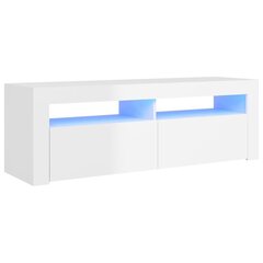 vidaXL TV galdiņš ar LED lampiņām, 120x35x40 cm, spīdīgi balts цена и информация | Тумбы под телевизор | 220.lv