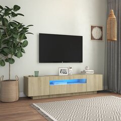 vidaXL TV skapītis ar LED lampiņām, 160x35x40 cm, ozolkoka krāsa cena un informācija | TV galdiņi | 220.lv