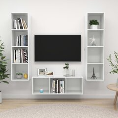 vidaXL 3-daļīgs TV plauktu komplekts, spīdīgi balts, skaidu plāksne цена и информация | Тумбы под телевизор | 220.lv