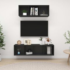 vidaXL 2-daļīgs TV plauktu komplekts, melns, skaidu plāksne цена и информация | Тумбы под телевизор | 220.lv