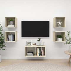 vidaXL 5-daļīgs TV plauktu komplekts, ozolkoka krāsa, skaidu plāksne cena un informācija | TV galdiņi | 220.lv