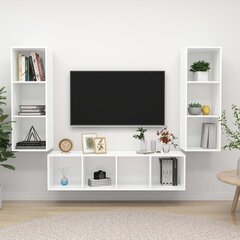 vidaXL 3-daļīgs TV plauktu komplekts, balts, skaidu plāksne cena un informācija | TV galdiņi | 220.lv