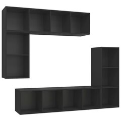 vidaXL 4-daļīgs TV plauktu komplekts, melns, skaidu plāksne cena un informācija | TV galdiņi | 220.lv