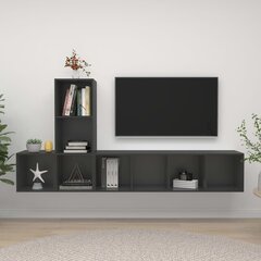 vidaXL 3-daļīgs TV plauktu komplekts, pelēks, skaidu plāksne цена и информация | Тумбы под телевизор | 220.lv