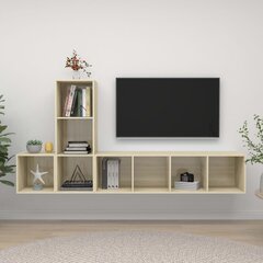 vidaXL 3-daļīgs TV plauktu komplekts, ozolkoka krāsa, skaidu plāksne cena un informācija | TV galdiņi | 220.lv