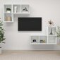 vidaXL sienas TV plaukti, 4 gab., spīdīgi balti, skaidu plāksne цена и информация | TV galdiņi | 220.lv