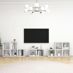 vidaXL 8-daļīgs TV plauktu komplekts, balts, skaidu plāksne cena un informācija | TV galdiņi | 220.lv